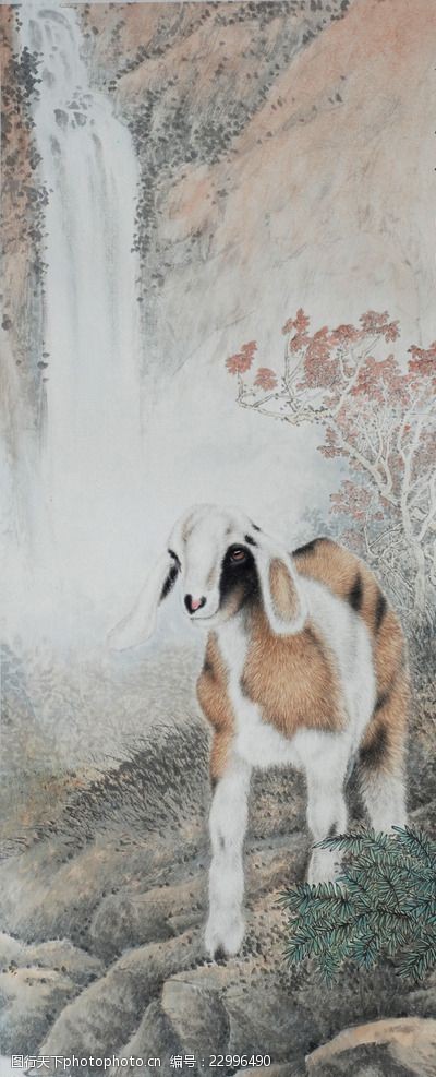 吴孔庭走兽高清工笔画山羊