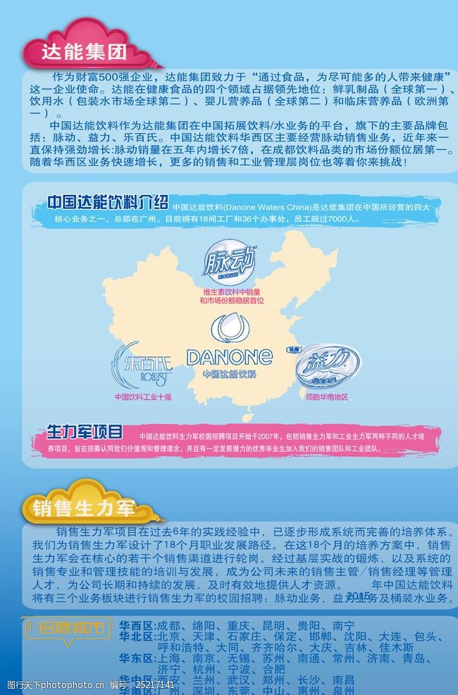 达能饮料 招聘dm单 招聘 单页 海报 蓝色背景 设计 广告设计 dm宣传单
