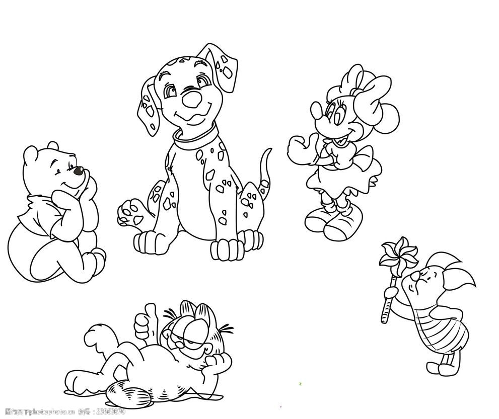 卡通动物伙伴线稿