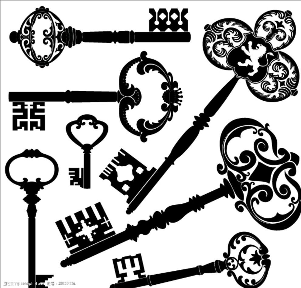矢量复古钥匙元素