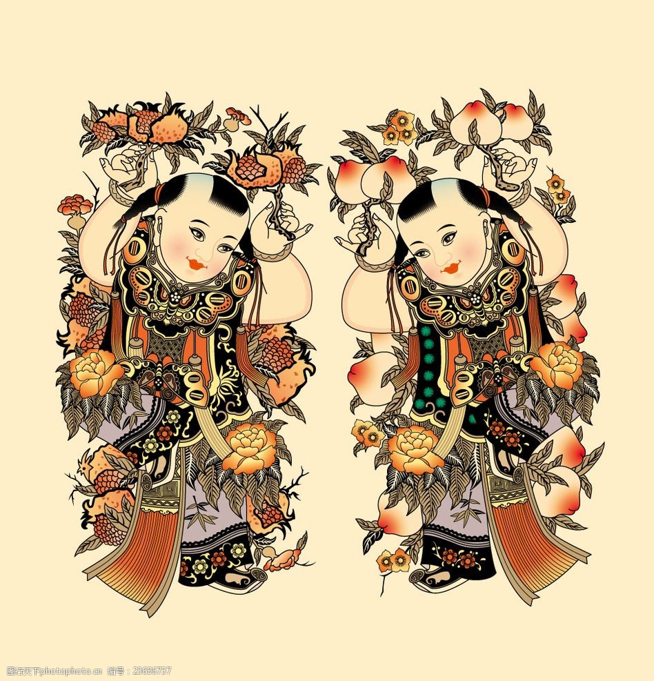中国传统童子祝寿图