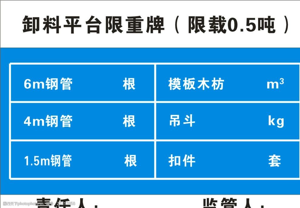 卸料平台限重牌工地安全