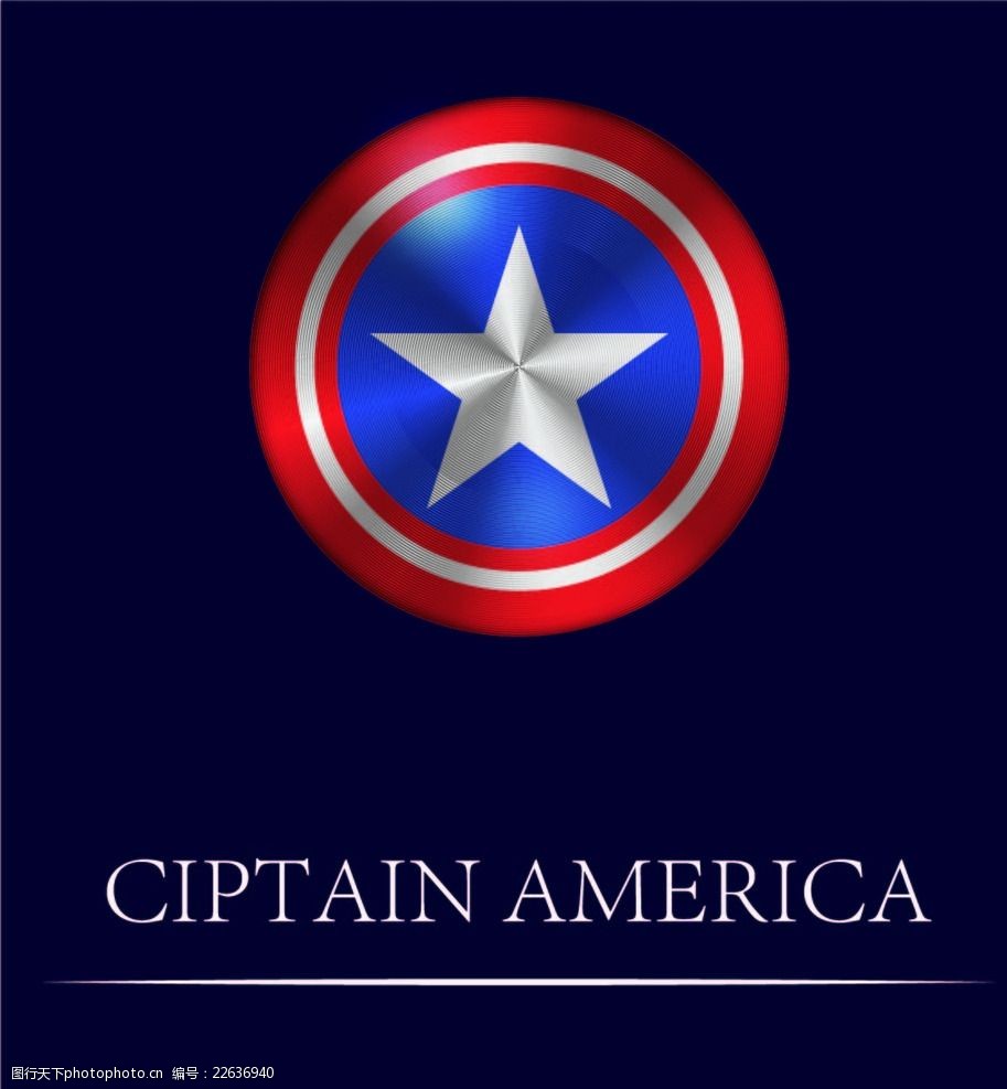 关键词:美国队长 盾牌 美国 金属效果 服装图案      设计 标志图标