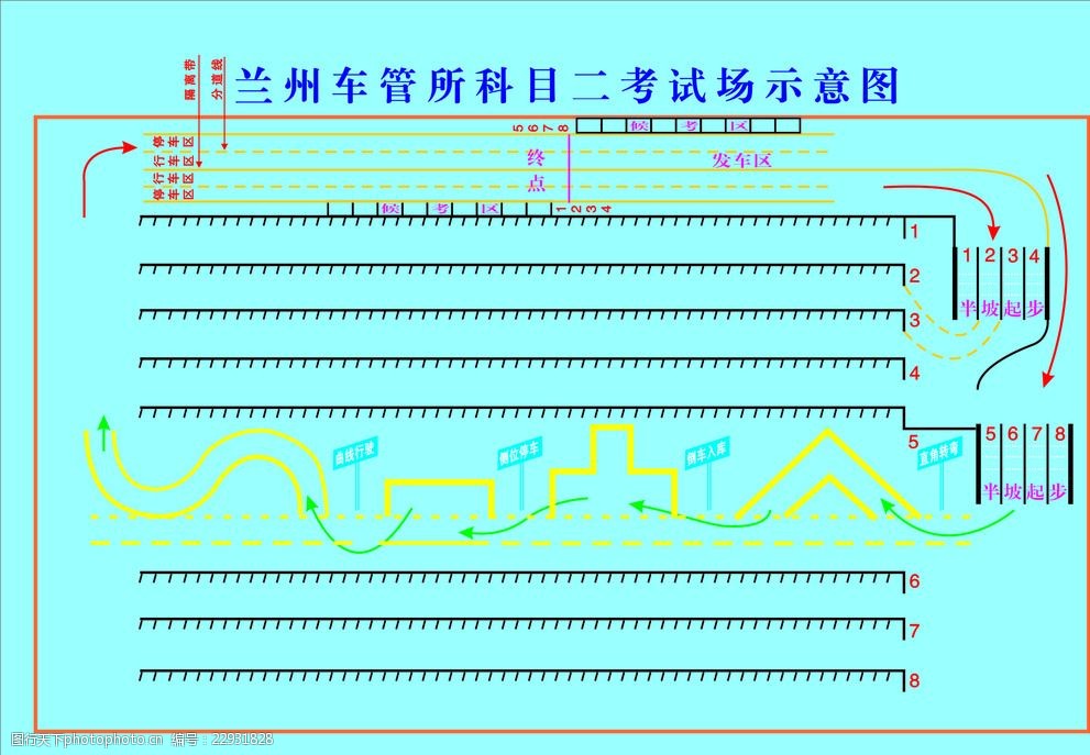 关键词:兰州科二考场示意图 驾驶员考试 科目二 考场 示意图 cdr 设计