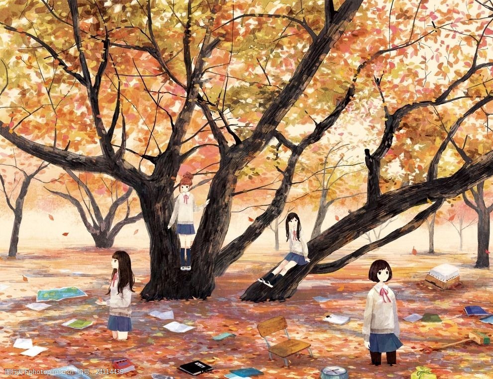 关键词:风景动漫壁纸 枫树 风景 动漫 秋天 落叶 黄 设计 动漫动画