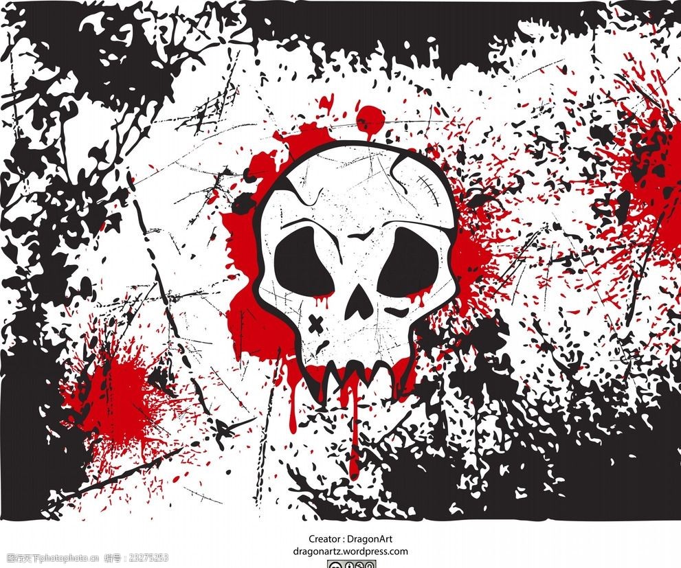 矢量炫酷骷髅血腥背景底纹