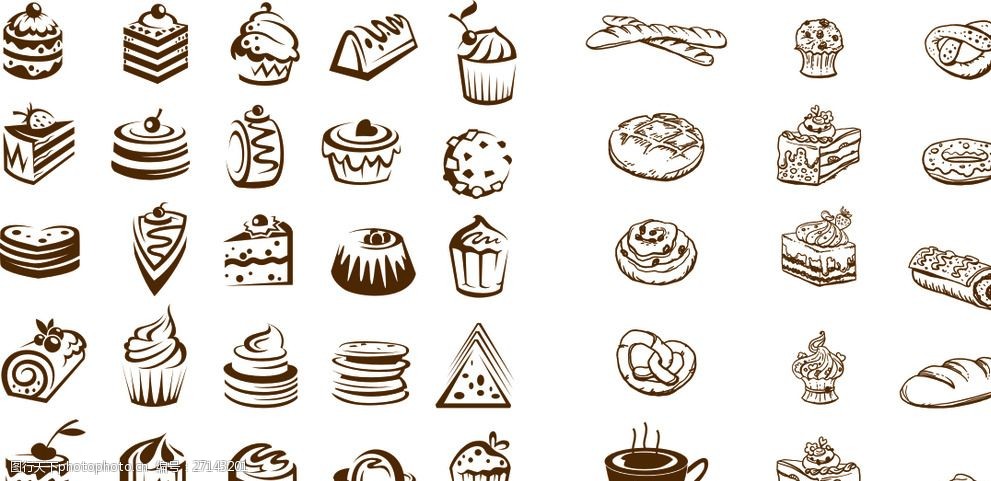 蛋糕 草莓 标志 面包 蛋糕 草莓 三明治 咖啡 cdr 标志 手绘 设计