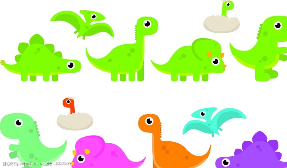 儿童卡通恐龙印花霸王龙侏罗纪