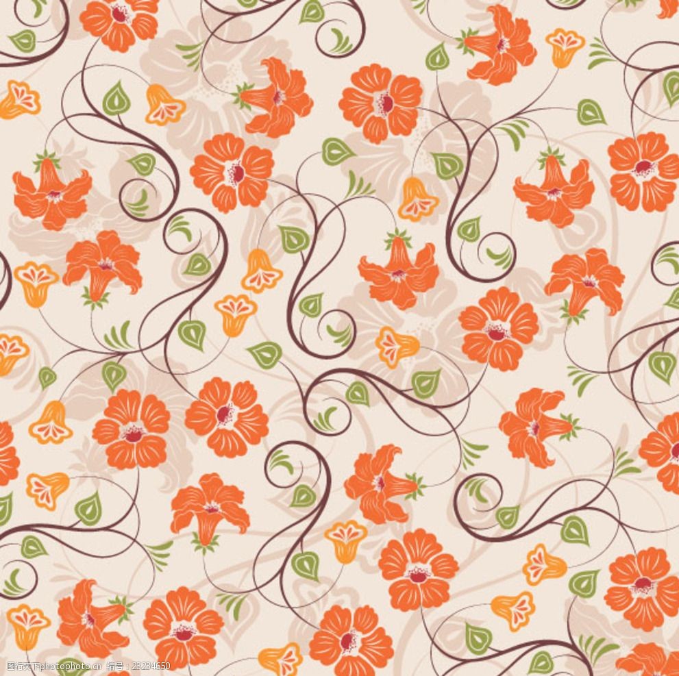 橘色花朵无缝衔接背景