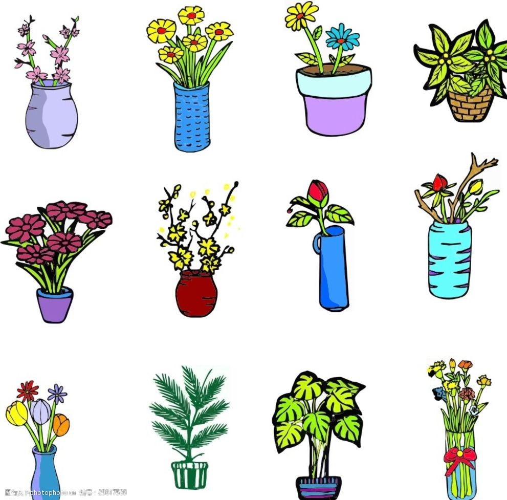 卡通盆栽植物花盆
