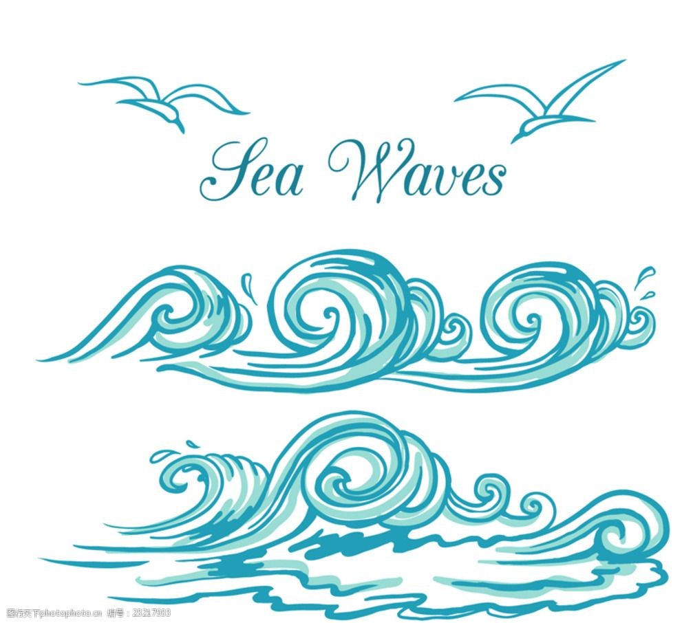 关键词:蓝色手绘海浪设计 浪花 海浪 海鸥 大海 矢量图 手绘 设计