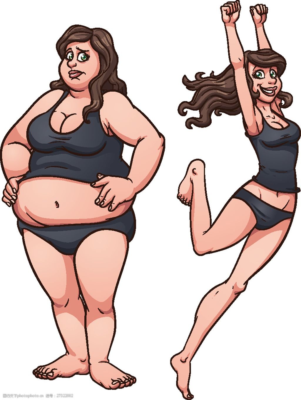 关键词:胖瘦女人对比插画 卡通画 人物 胖瘦女人 对比插画 美女 日常