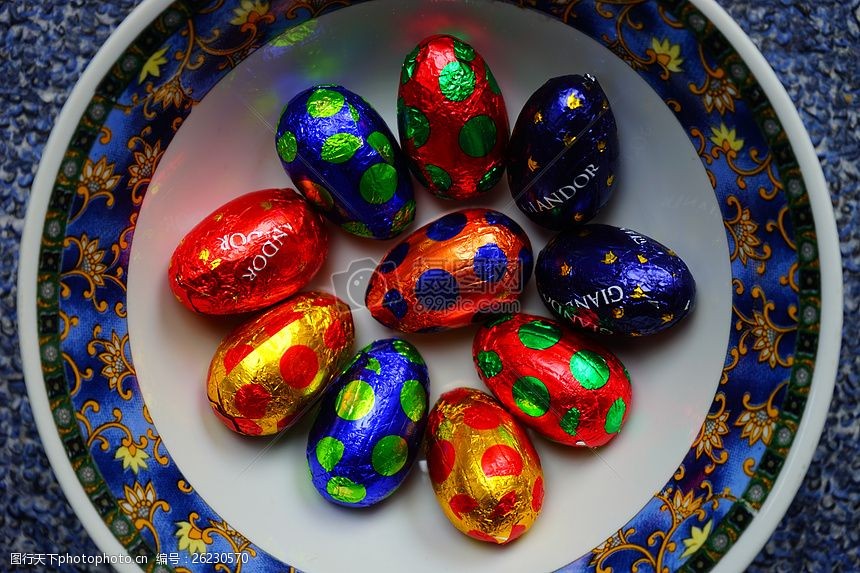 五颜六色的复活节彩蛋 复活节 复活节彩蛋 丰富多彩 颜色 巧克力蛋