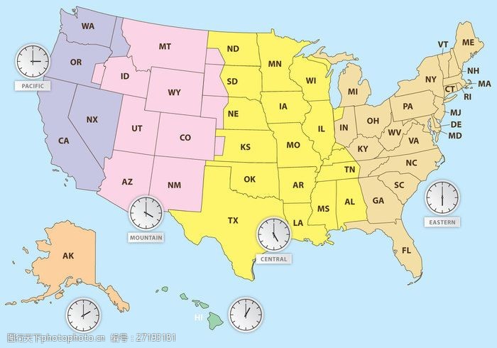 美国地图时区