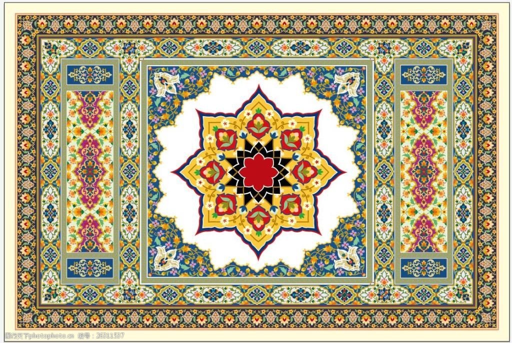 阿拉伯风格装饰图案外国风情毛毯勾图
