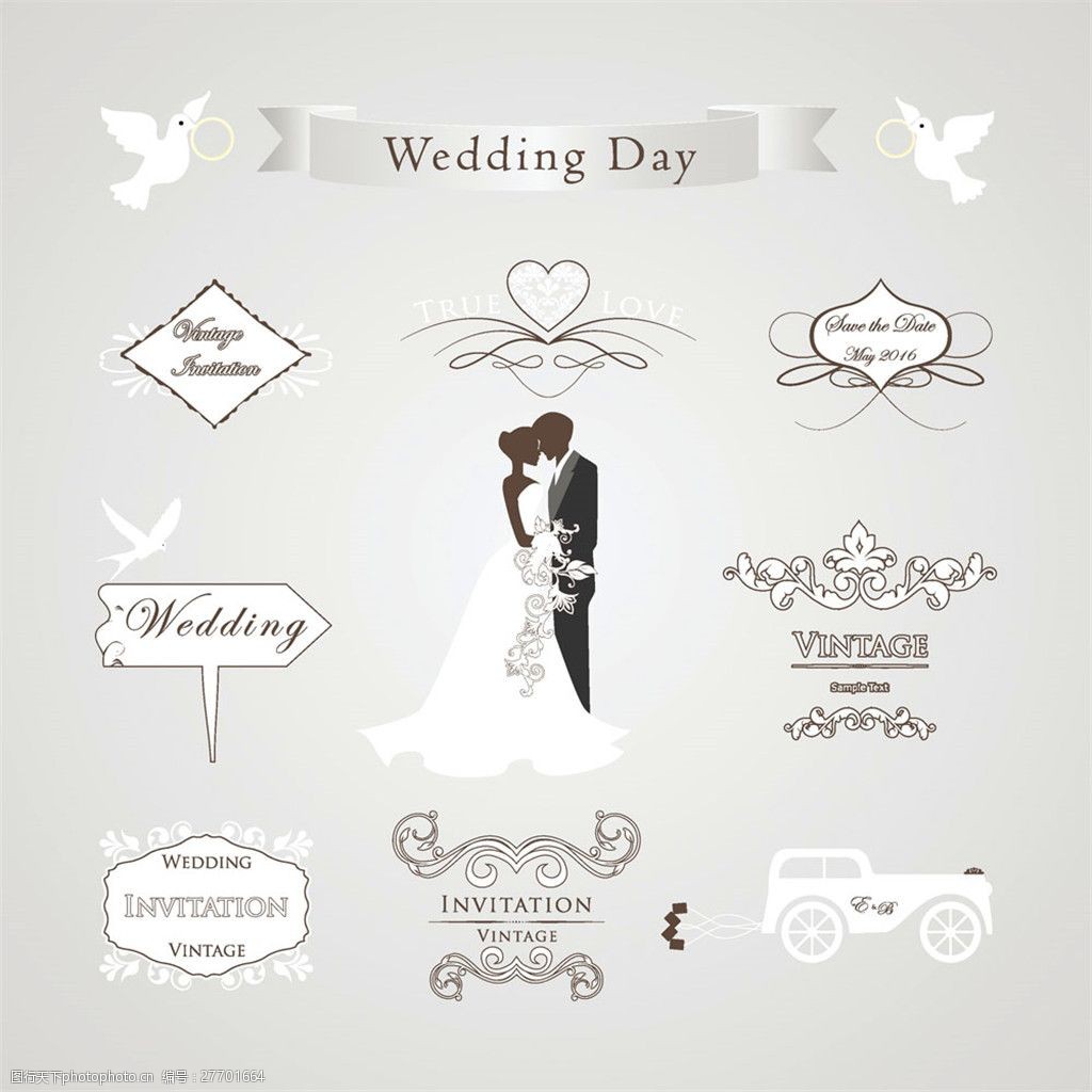 欧式婚礼图标设计 欧式风格 婚礼 婚纱 图标 婚车 花纹 标志 新人情侣