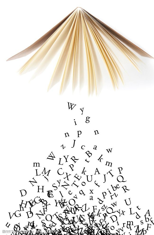 打开的书本与英文字母