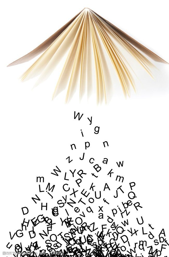 打开的书本与英文字母