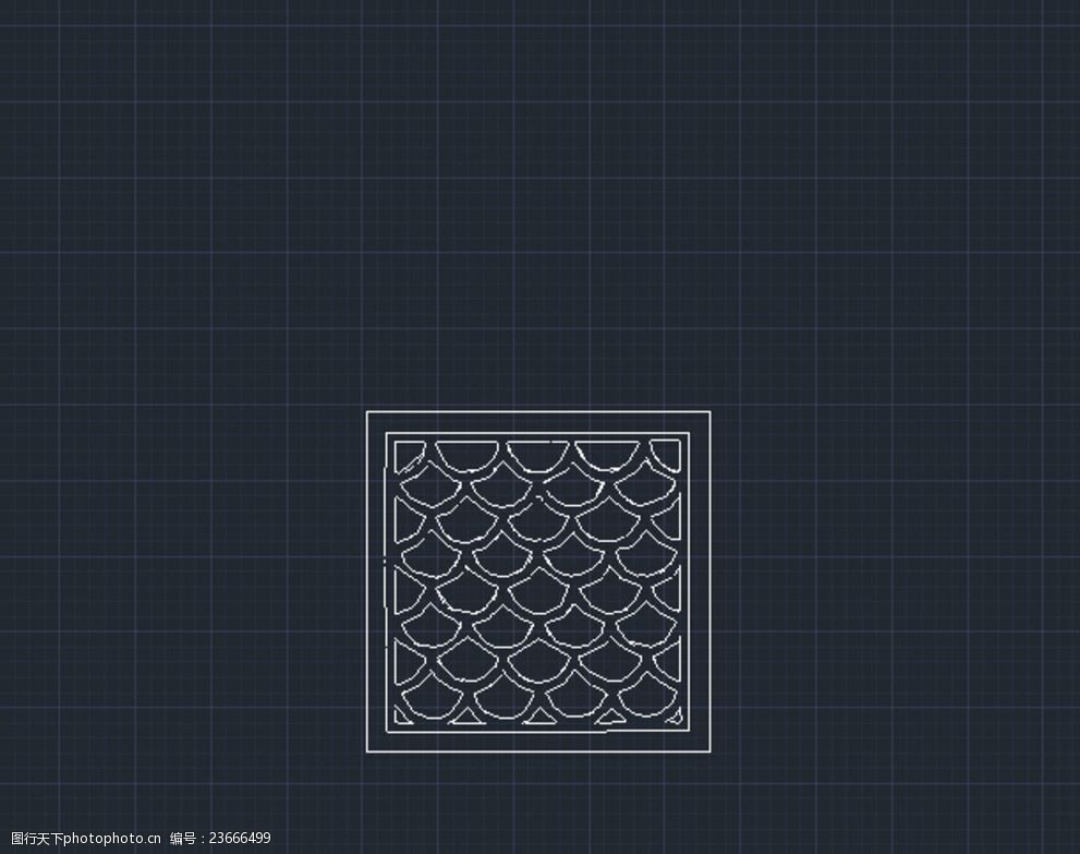 中式雕花鱼鳞窗户cad