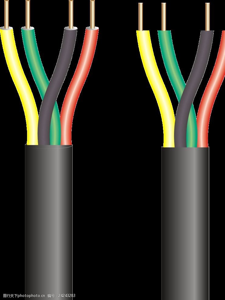 彩色电线电缆矢量图