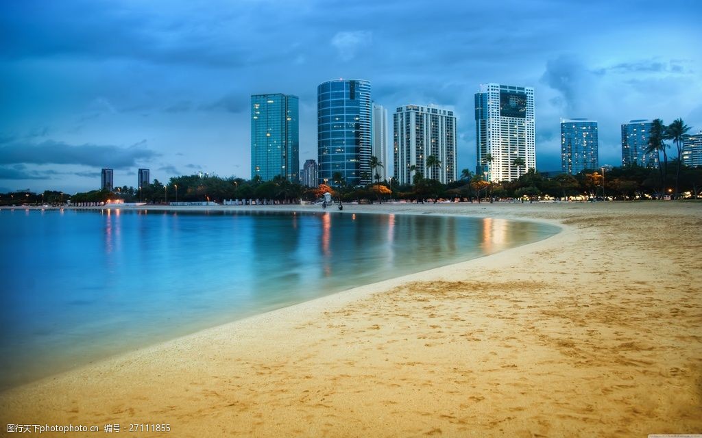 唯美海边城市风景图片