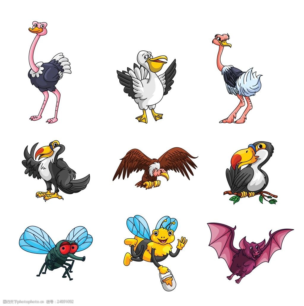 可爱卡通动物矢量素材