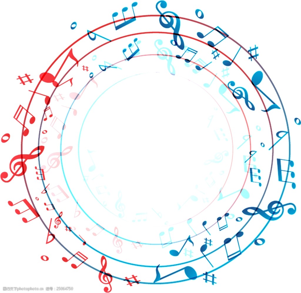 音乐符号红蓝色圆形