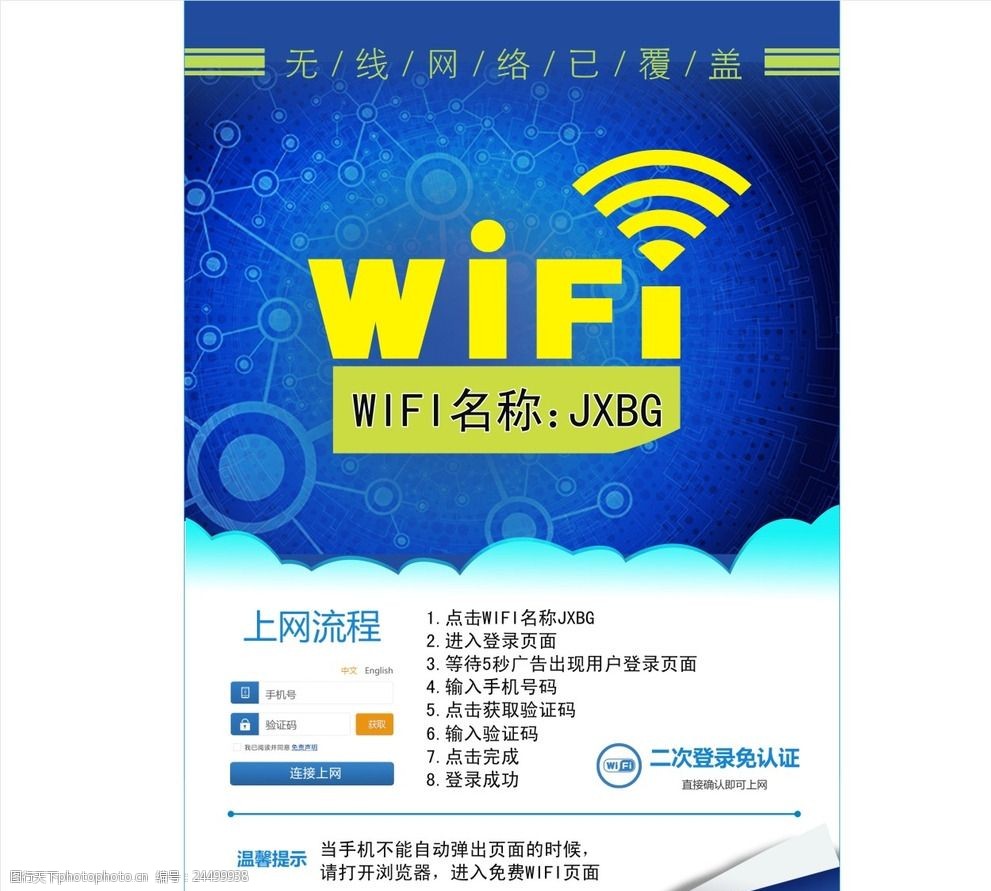 上网流程 wifi链接 平昌宾馆 无线网络 dm单 海报 设计 广告设计 海报