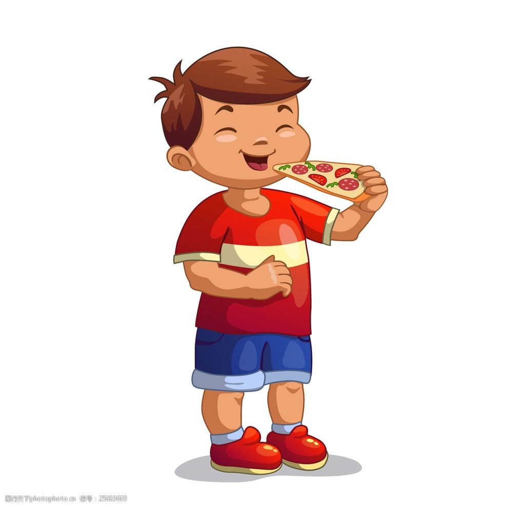 吃披萨男孩