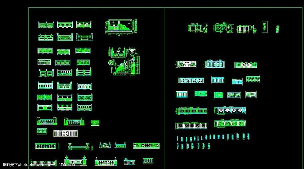 cad栏杆扶手立面图