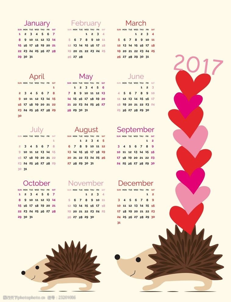 关键词:卡通2017年日历 卡通 2017年 日历 新年 年历 2017新年素材