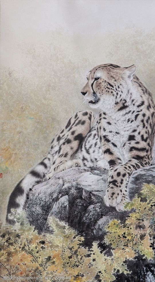 吴孔庭走兽高清工笔画豹