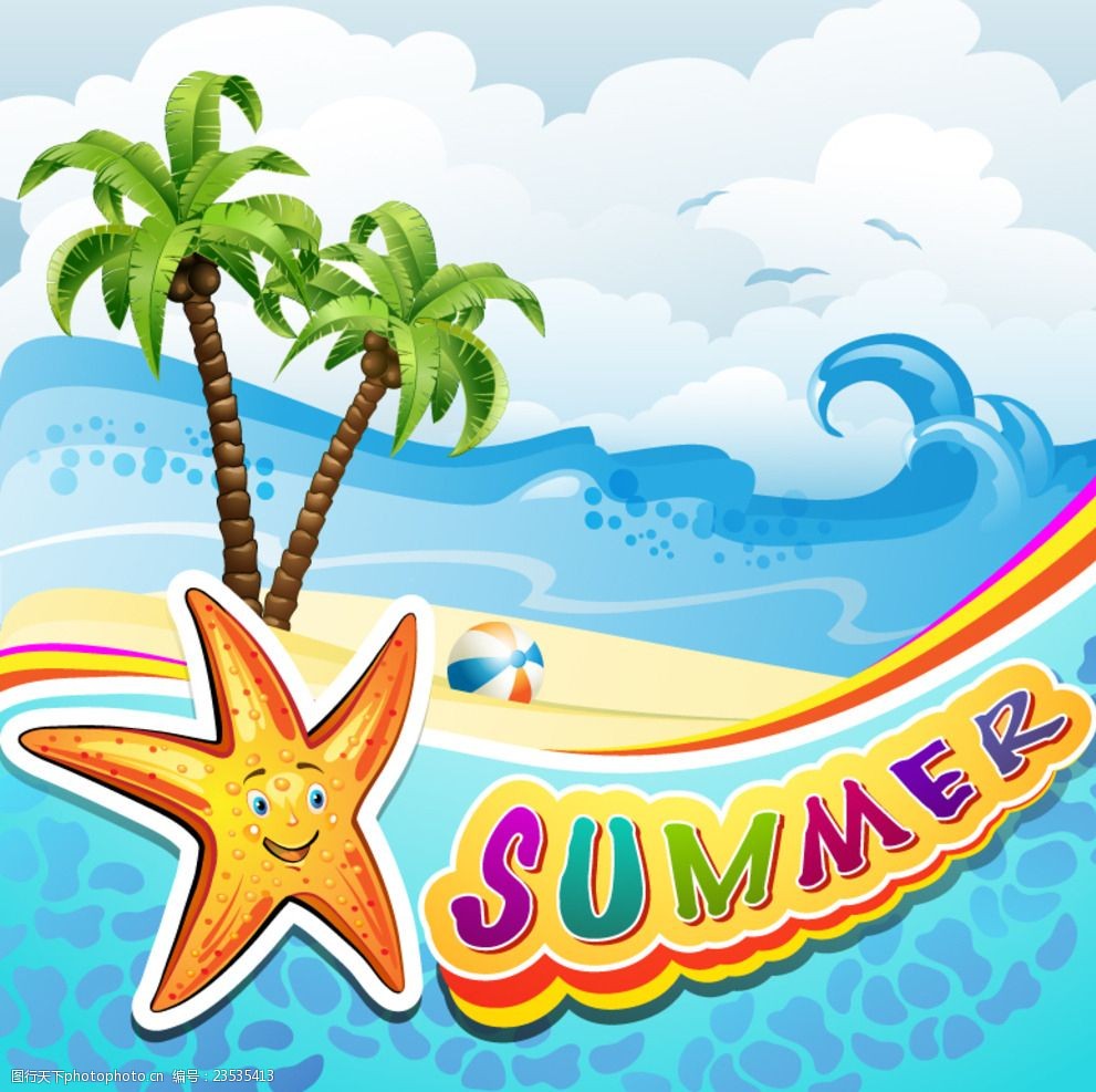 夏季沙滩背景矢量素材