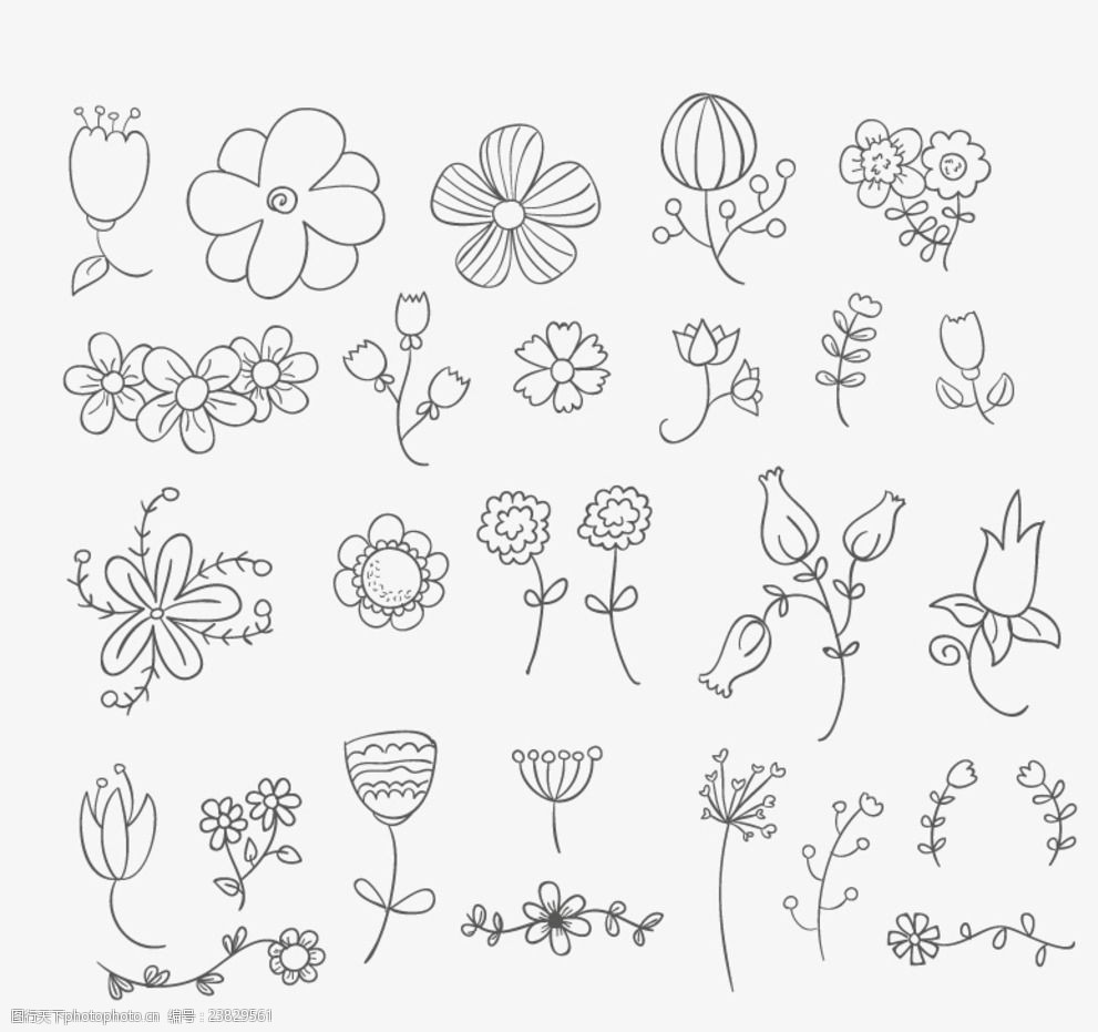 手绘花朵设计矢量素材