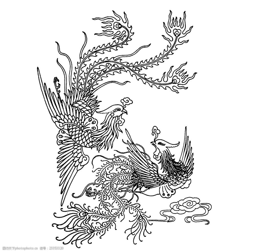 中国龙凤纹古典龙凤纹龙纹底