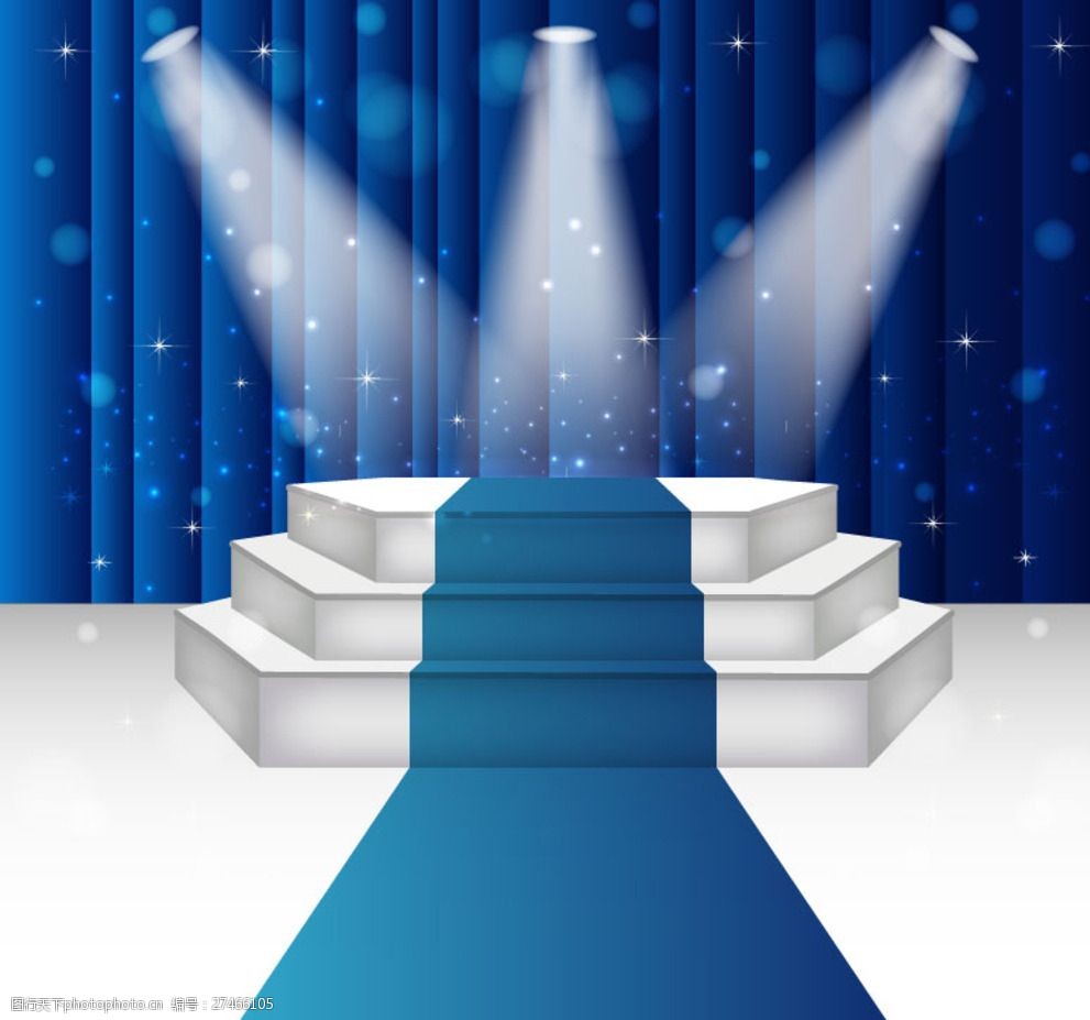 蓝色聚光灯舞台矢量素材