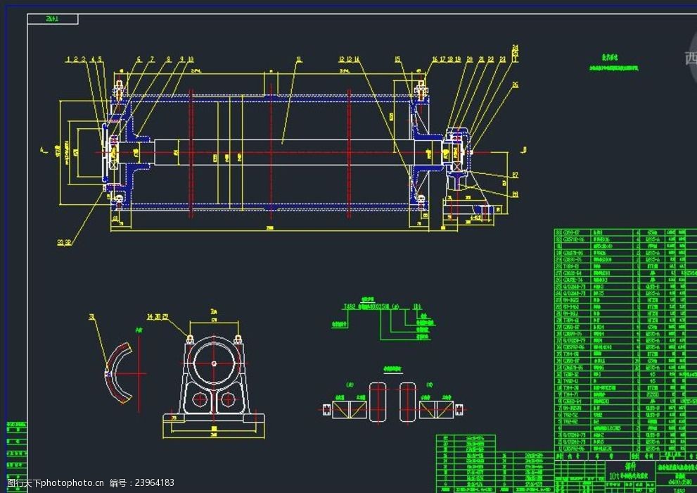 吊钩式起重机卷筒组cad机械图