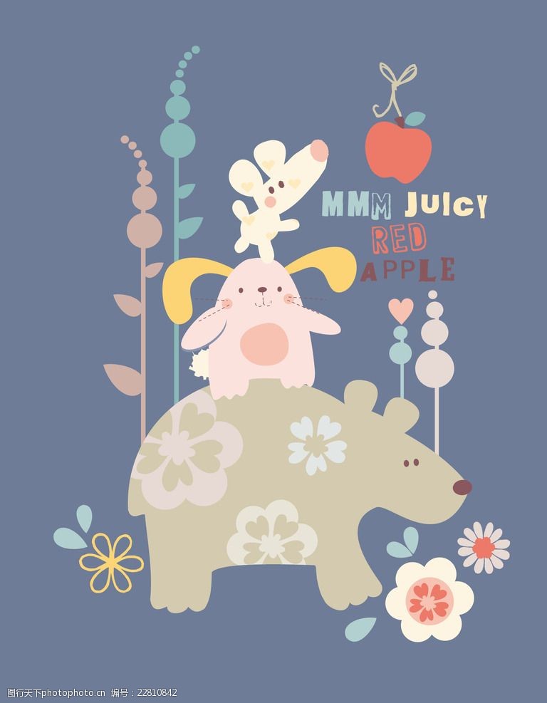 矢量卡通动物印花图案