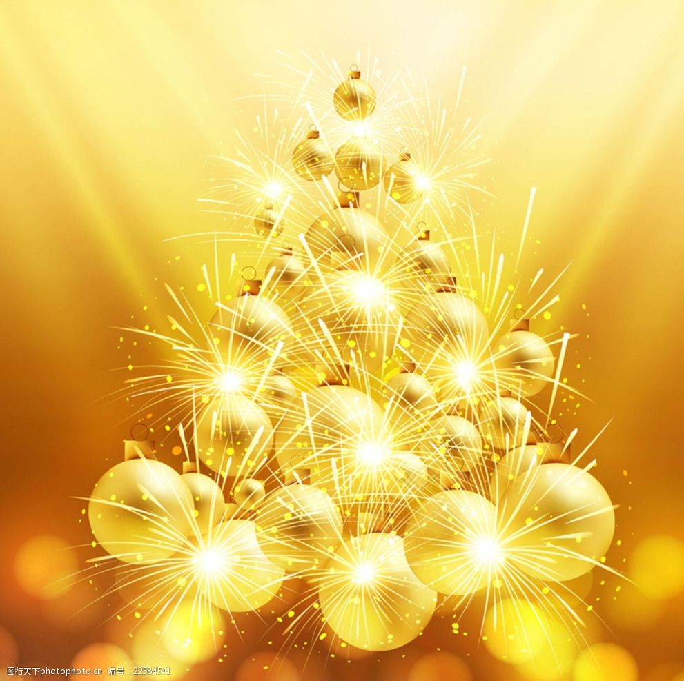 金色圣诞球组合圣诞树