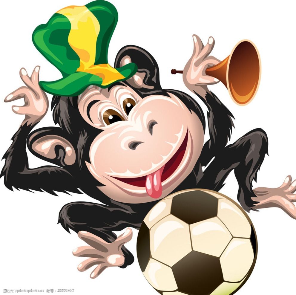 卡通猴子与足球