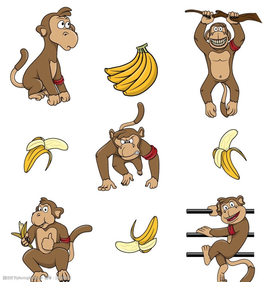 五只小猴子吃香蕉图片图片