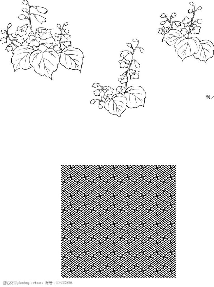 线描桐花纱绫型底纹矢量eps图片 图行天下素材网