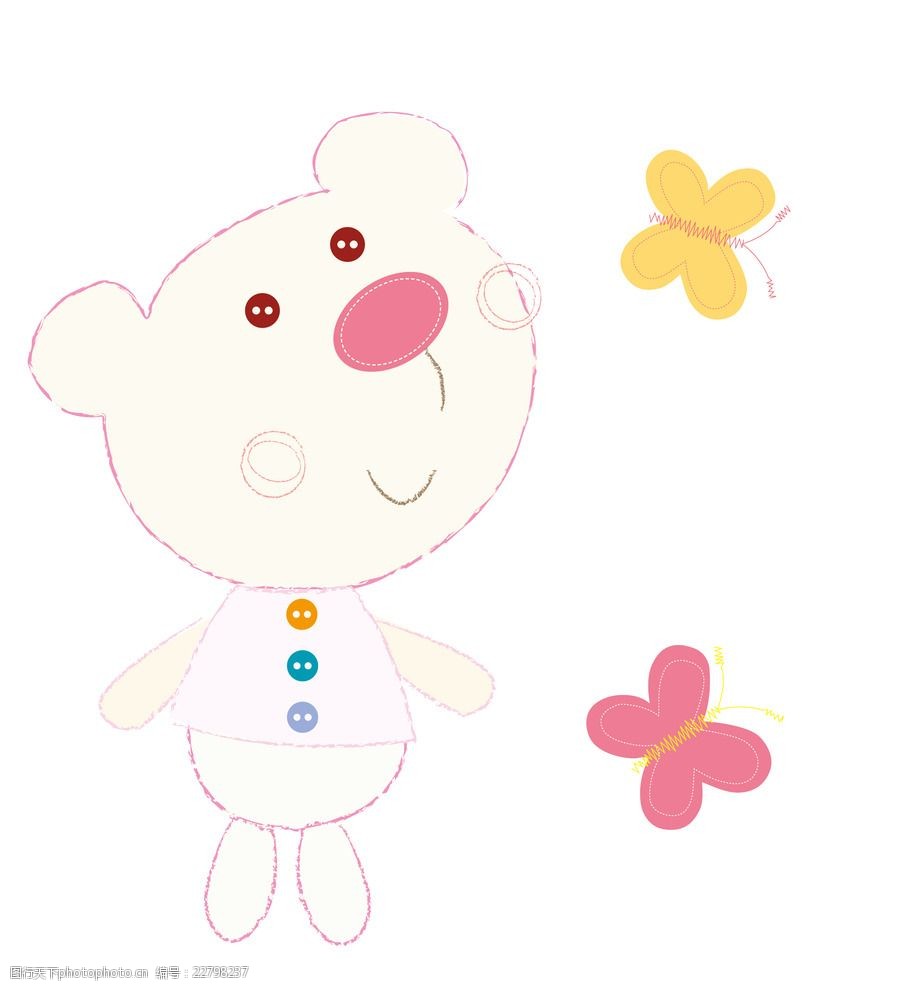 矢量卡通小熊印花图案