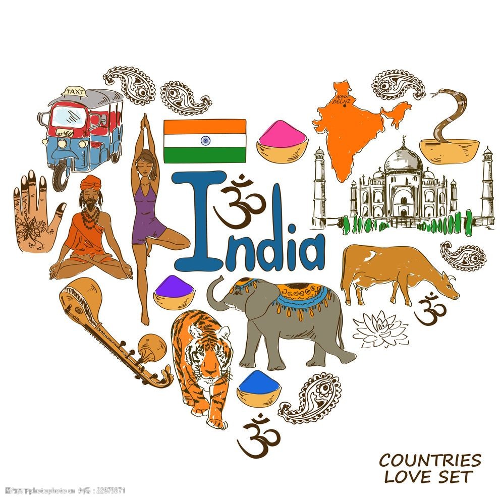 关键词:印度国家元素 印度 国家元素 国家象征 矢量 手绘 设计素材库