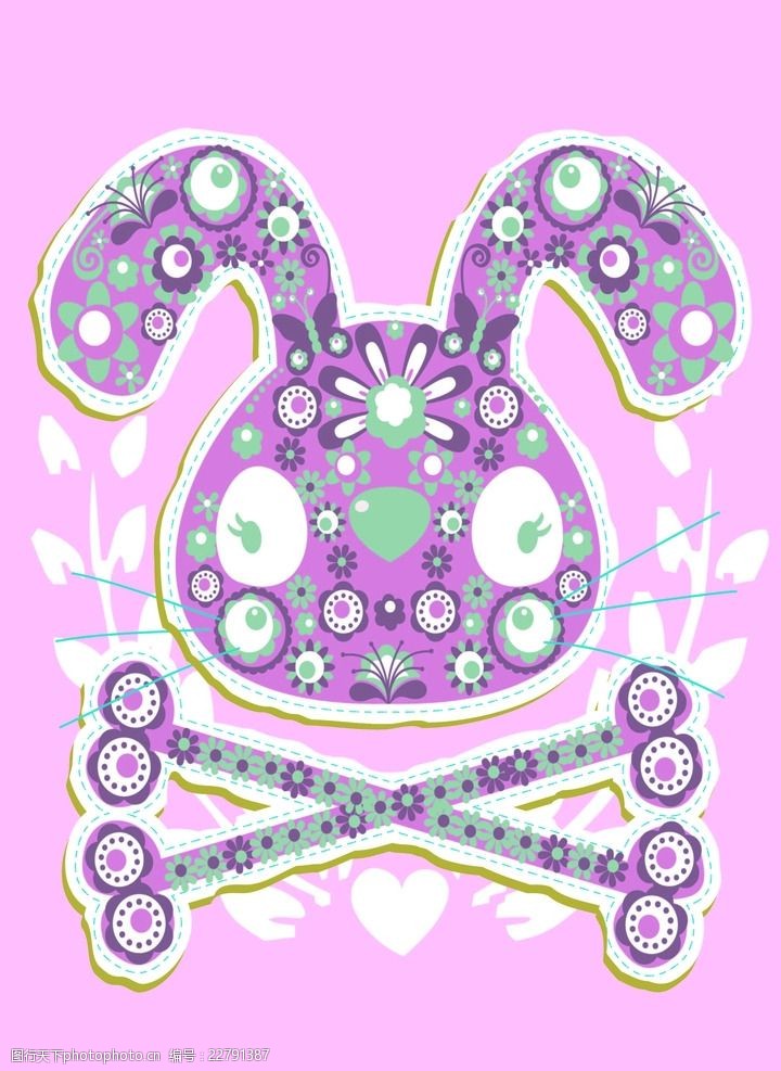 矢量卡通兔子印花图案