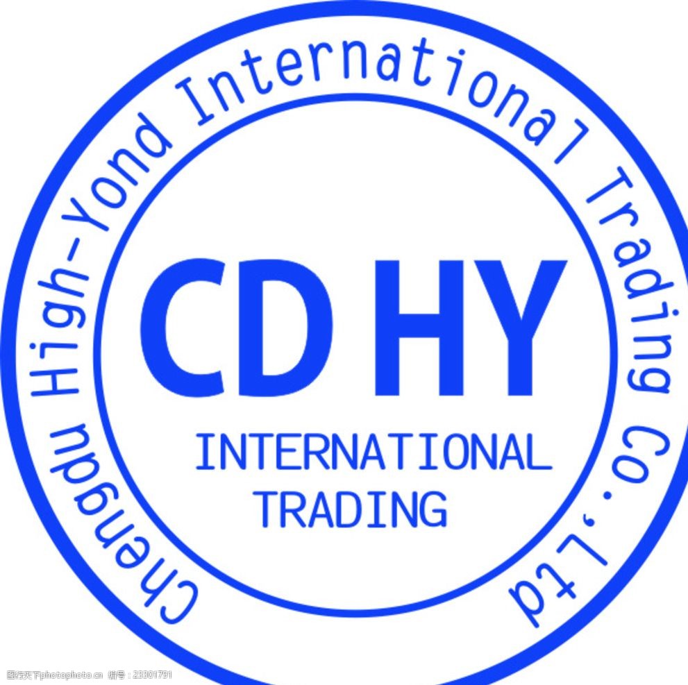 蓝色英文园形图案标志微标