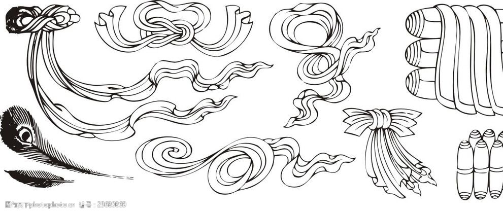 藏式各种丝带翎羽