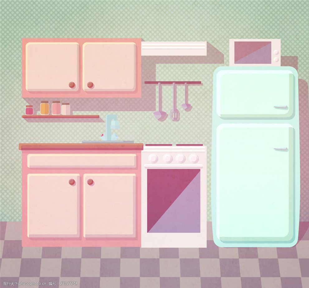 整洁厨房插画矢量素材