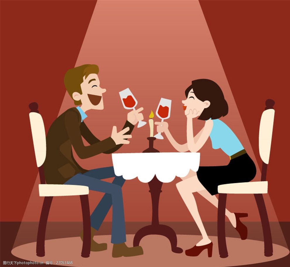 卡通约会男女设计矢量素材