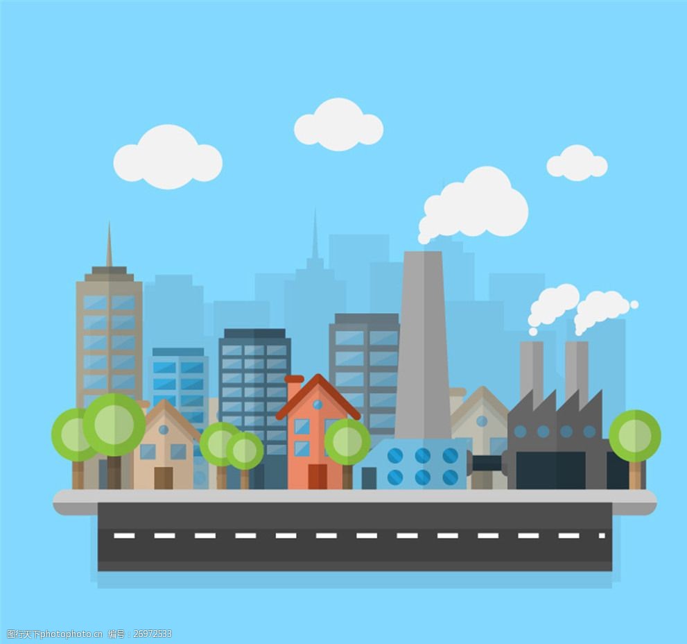 创意城市建筑插画矢量素材